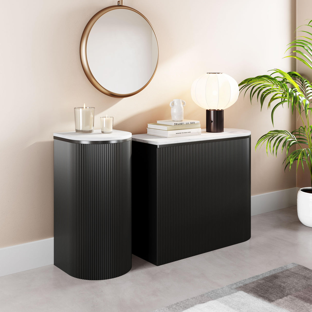 ZUO Ormara Console Table Set (2-Piece) White & Black