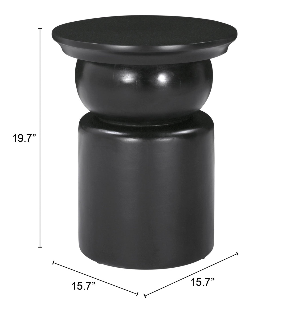 ZUO Colombo Side Table Black