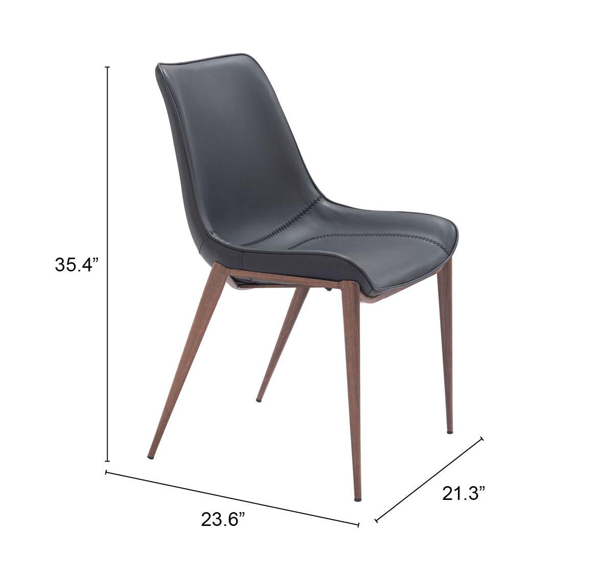 ZUO Magnus Dining Chair (Set of 2) Black & Walnut