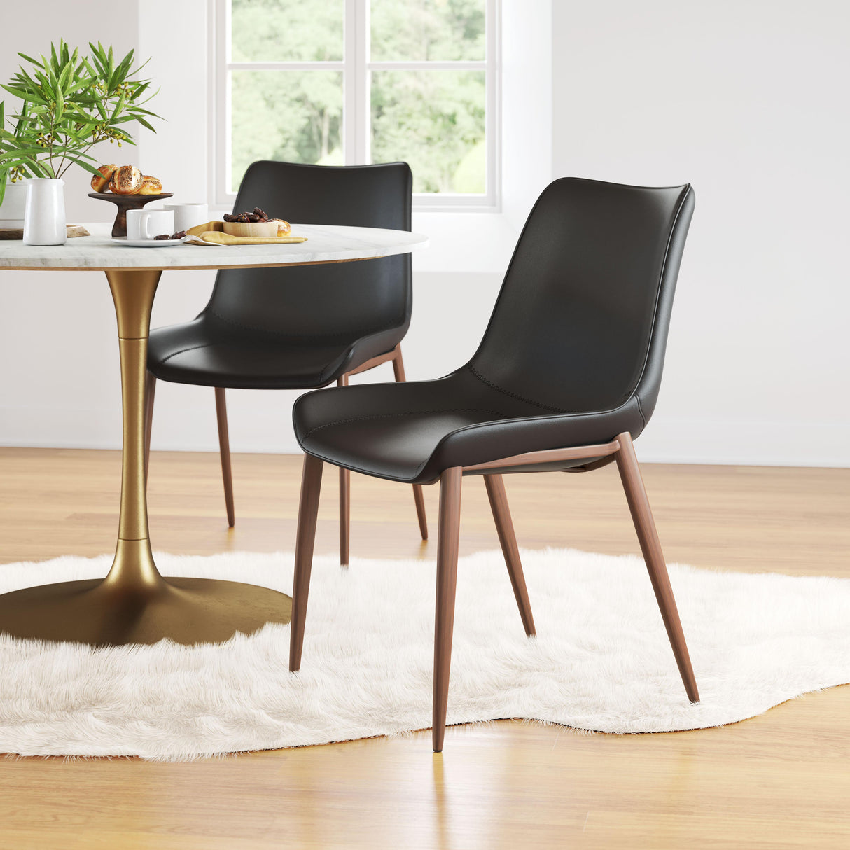 ZUO Magnus Dining Chair (Set of 2) Black & Walnut