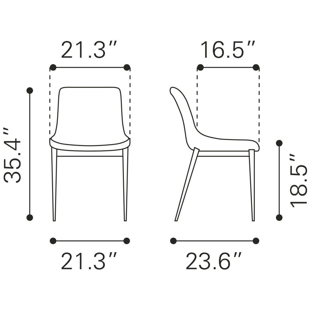 ZUO Magnus Dining Chair (Set of 2) Black & Walnut