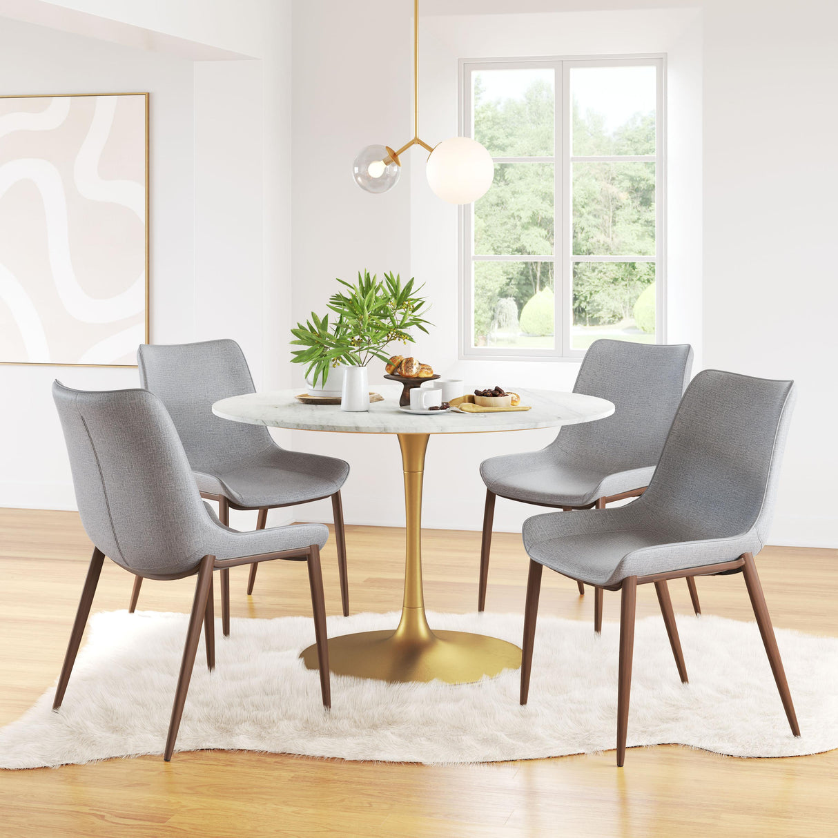 ZUO Magnus Dining Chair (Set of 2) Slate Gray & Walnut