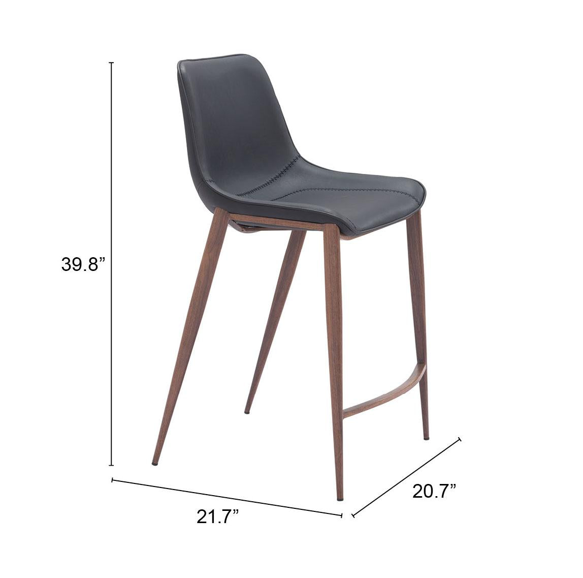 ZUO Magnus Counter Stool (Set of 2) Black & Walnut