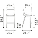 ZUO Magnus Counter Stool (Set of 2) Black & Walnut