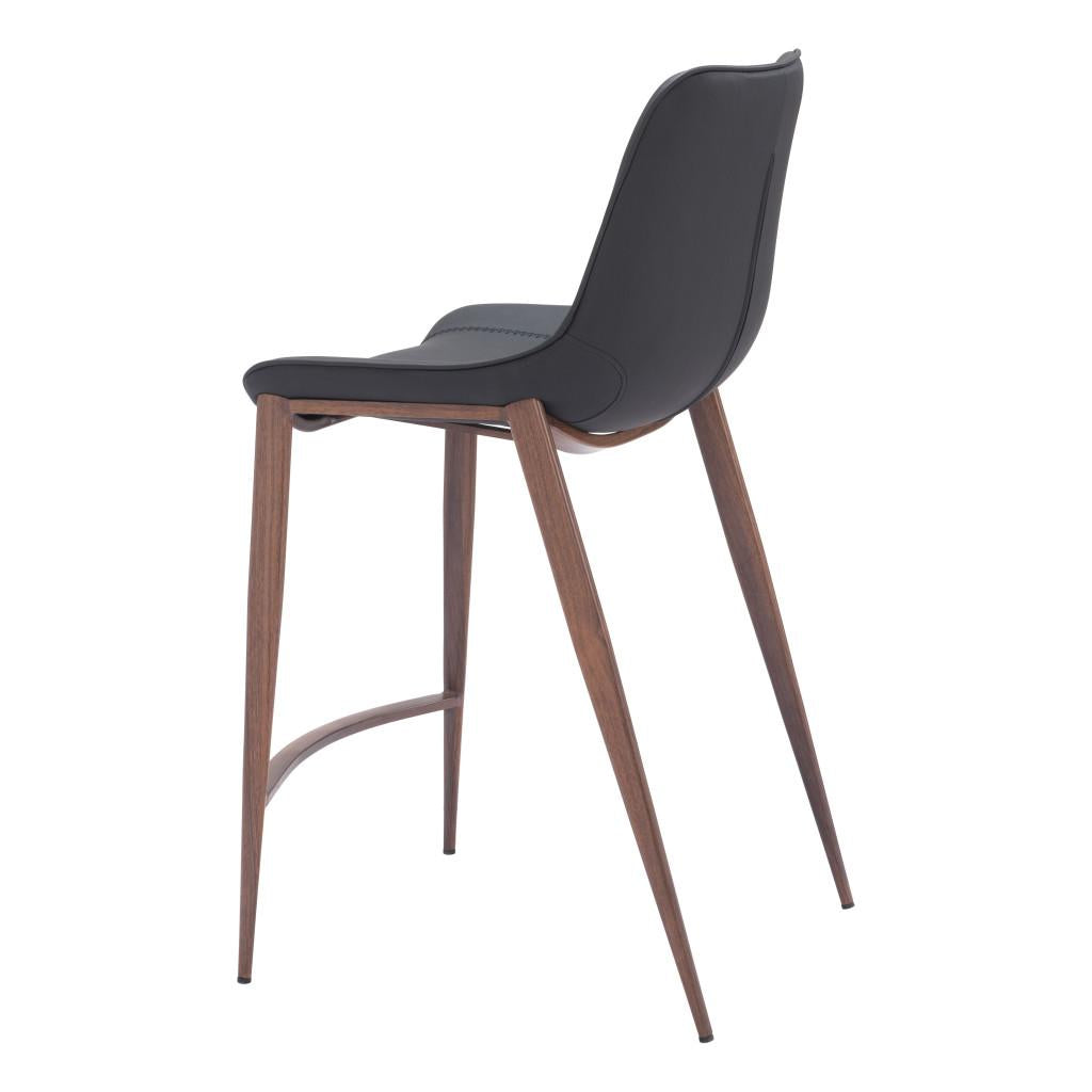ZUO Magnus Counter Stool (Set of 2) Black & Walnut