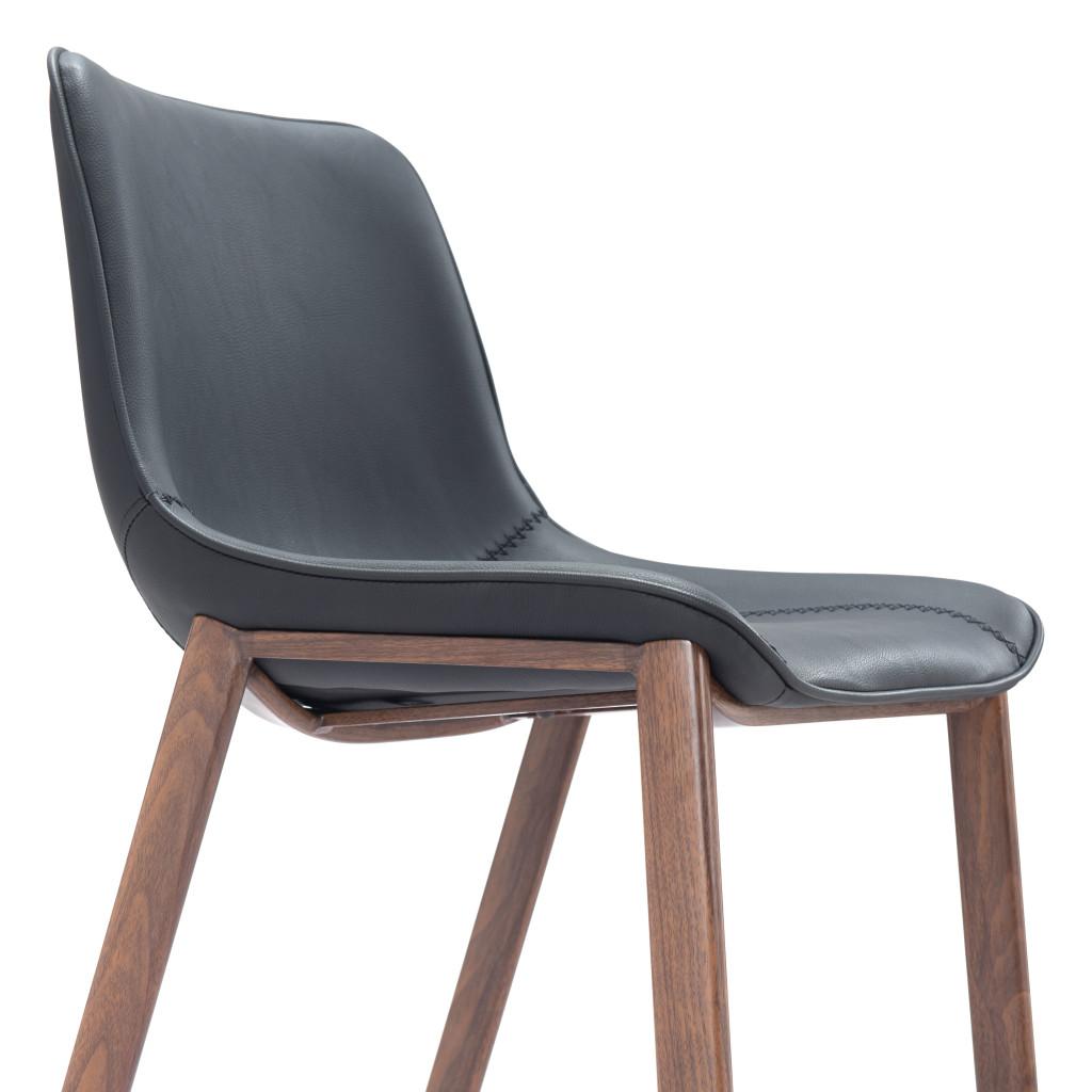 ZUO Magnus Barstool (Set of 2) Black & Walnut
