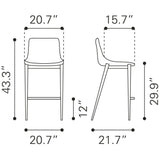 ZUO Magnus Barstool (Set of 2) Black & Walnut