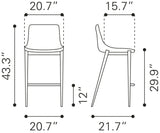 ZUO Magnus Barstool (Set of 2) Black & Walnut