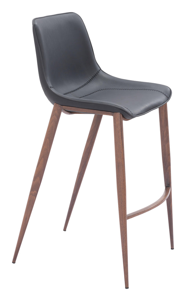ZUO Magnus Barstool (Set of 2) Black & Walnut