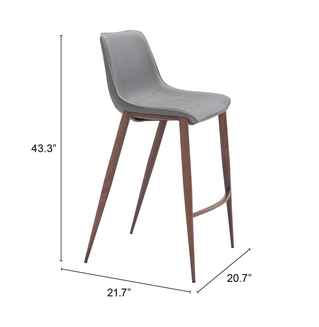ZUO Magnus Barstool (Set of 2) Slate Gray & Walnut