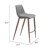 ZUO Magnus Barstool (Set of 2) Slate Gray & Walnut