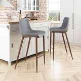 ZUO Magnus Barstool (Set of 2) Slate Gray & Walnut