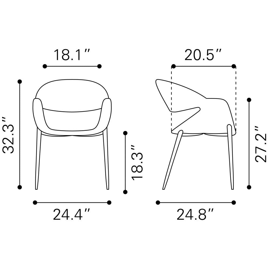 ZUO Limay Dining Chair (Set of 2) Beige & Walnut