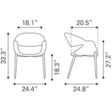 ZUO Limay Dining Chair (Set of 2) Beige & Walnut