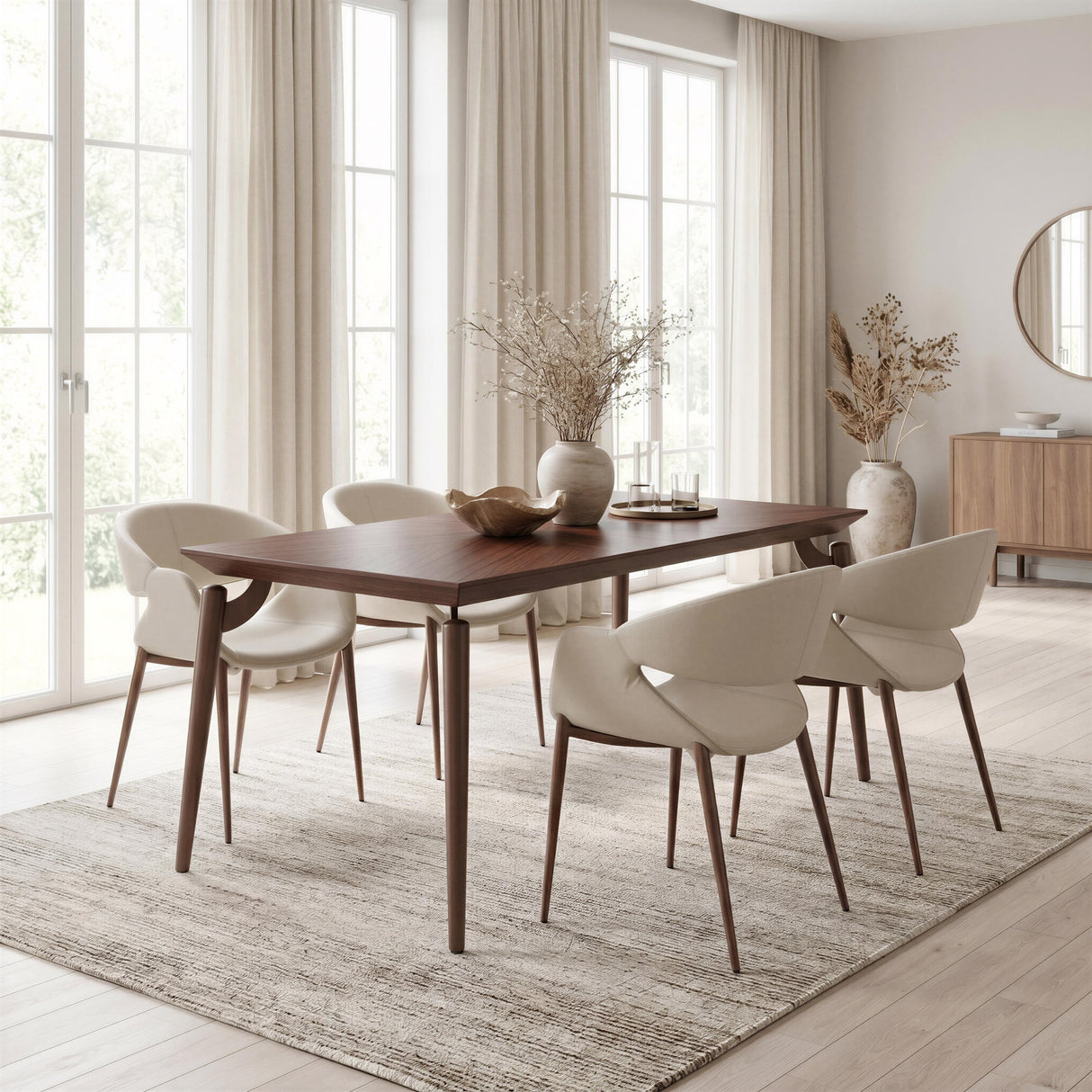 ZUO Limay Dining Chair (Set of 2) Beige & Walnut