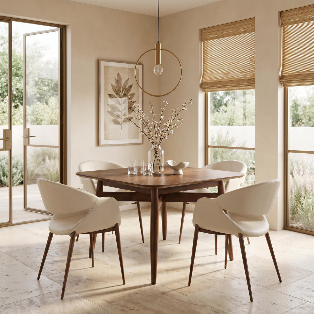ZUO Limay Dining Chair (Set of 2) Beige & Walnut