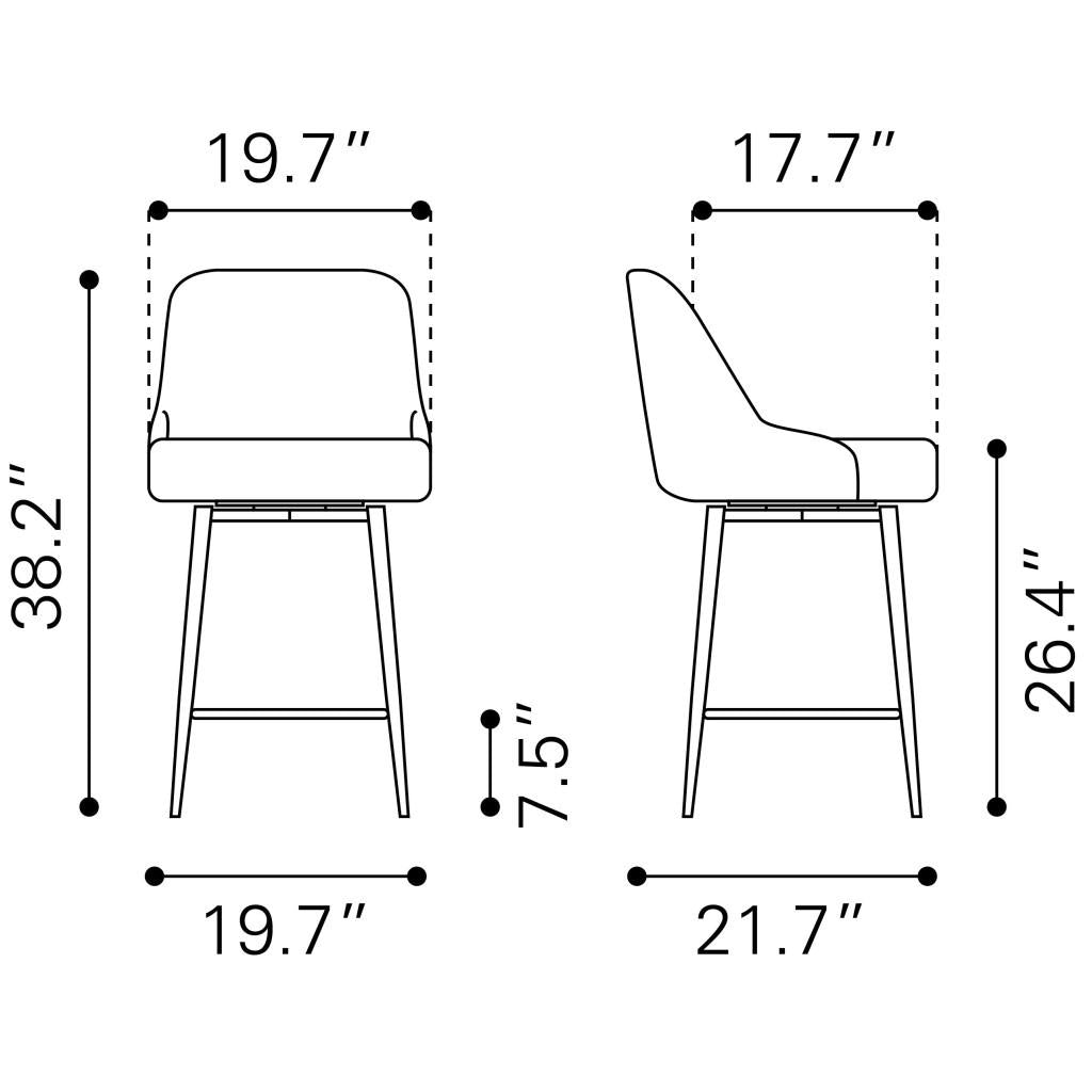 ZUO Keppel Swivel Counter Stool Brown