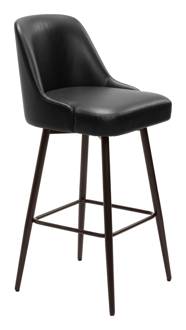 ZUO Keppel Swivel Barstool Black & Bronze