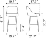 ZUO Keppel Swivel Barstool Black & Bronze