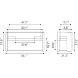ZUO Papua Storage Bench Gray