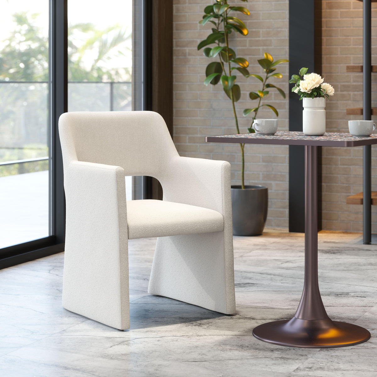 ZUO Minet Dining Chair Linen White