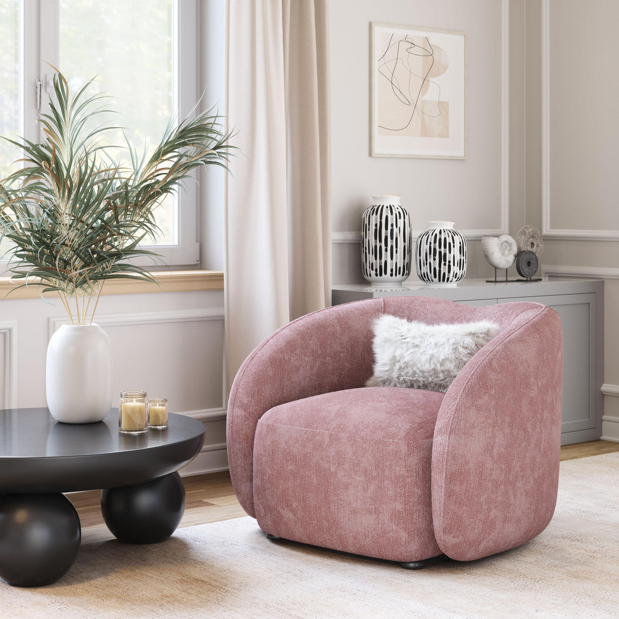ZUO Tallin Accent Chair Mauve Pink