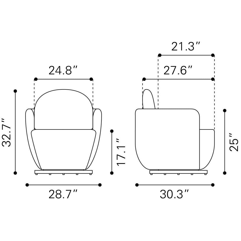 ZUO Bant Swivel Chair Blue