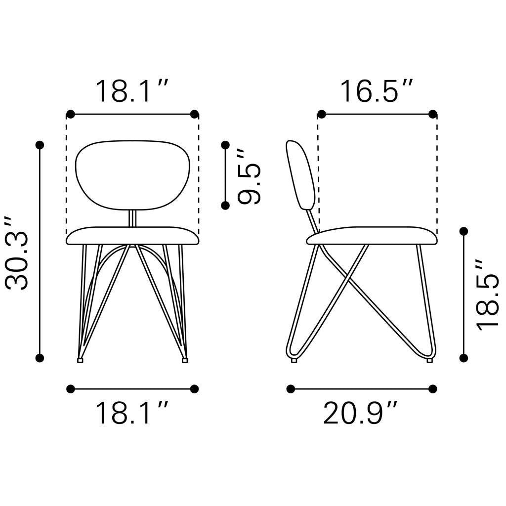 ZUO Novi Dining Chair (Set of 2) Dove Gray