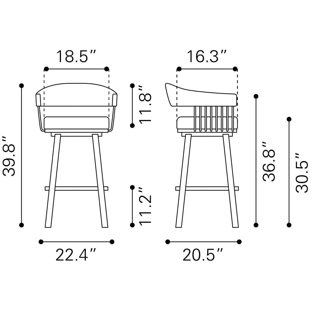 ZUO Bantry Swivel Barstool White