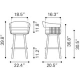 ZUO Bantry Swivel Barstool White