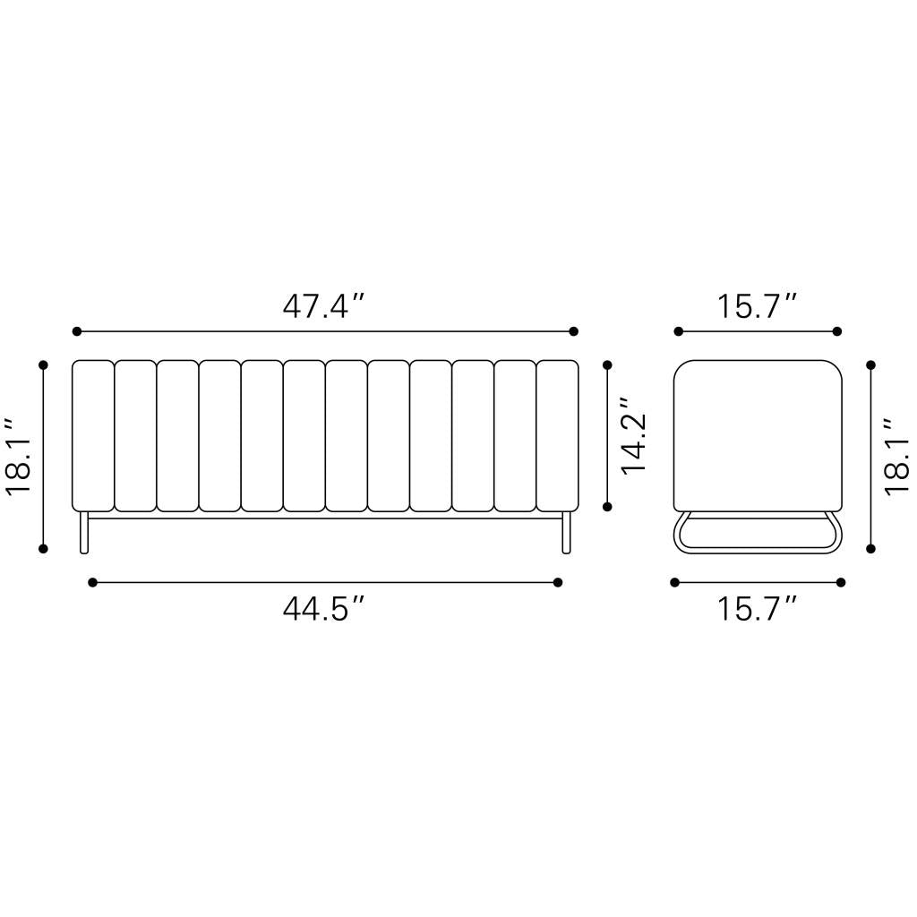 ZUO Pender Bench Stone Gray