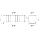 ZUO Pender Bench Stone Gray