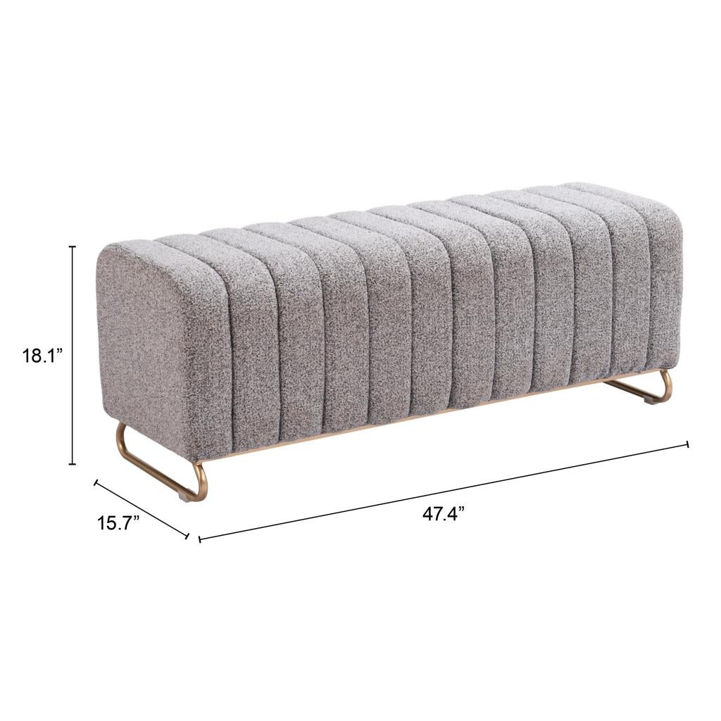 ZUO Pender Bench Stone Gray