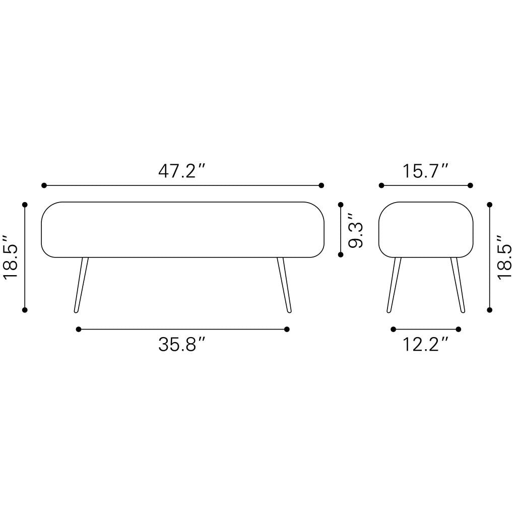 ZUO Creek Bench Glitter Black