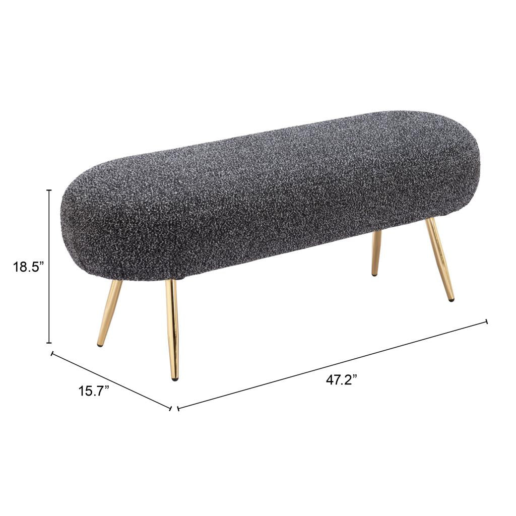 ZUO Creek Bench Glitter Black