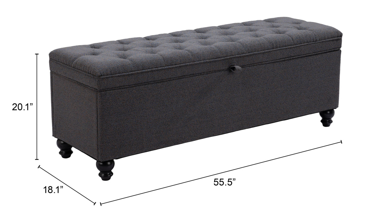 ZUO Halifax Storage Bench Gravel Gray