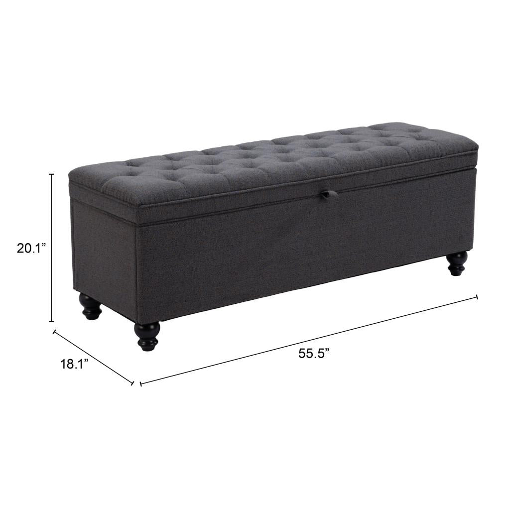 ZUO Halifax Storage Bench Gravel Gray
