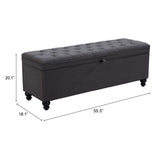 ZUO Halifax Storage Bench Gravel Gray