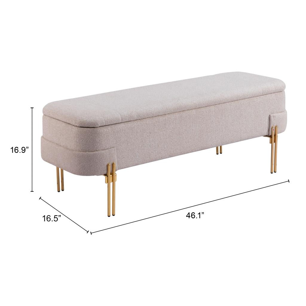 ZUO Lebreton Storage Bench Oatmeal Beige