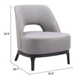 ZUO Mistley Accent Chair Gray