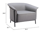ZUO Burry Accent Chair Slate Gray