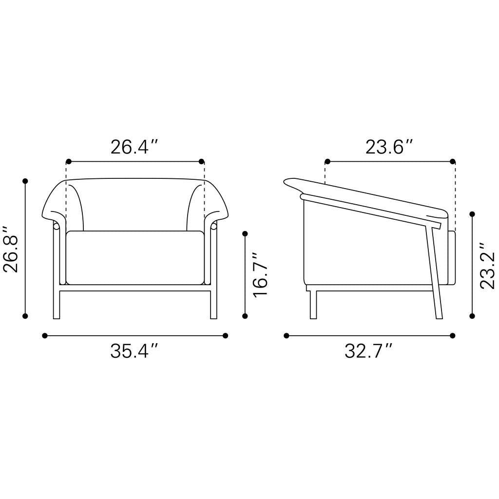 ZUO Burry Accent Chair Slate Gray