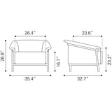 ZUO Burry Accent Chair Slate Gray