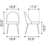 ZUO Silloth Armless Dining Chair (Set of 2) Gray