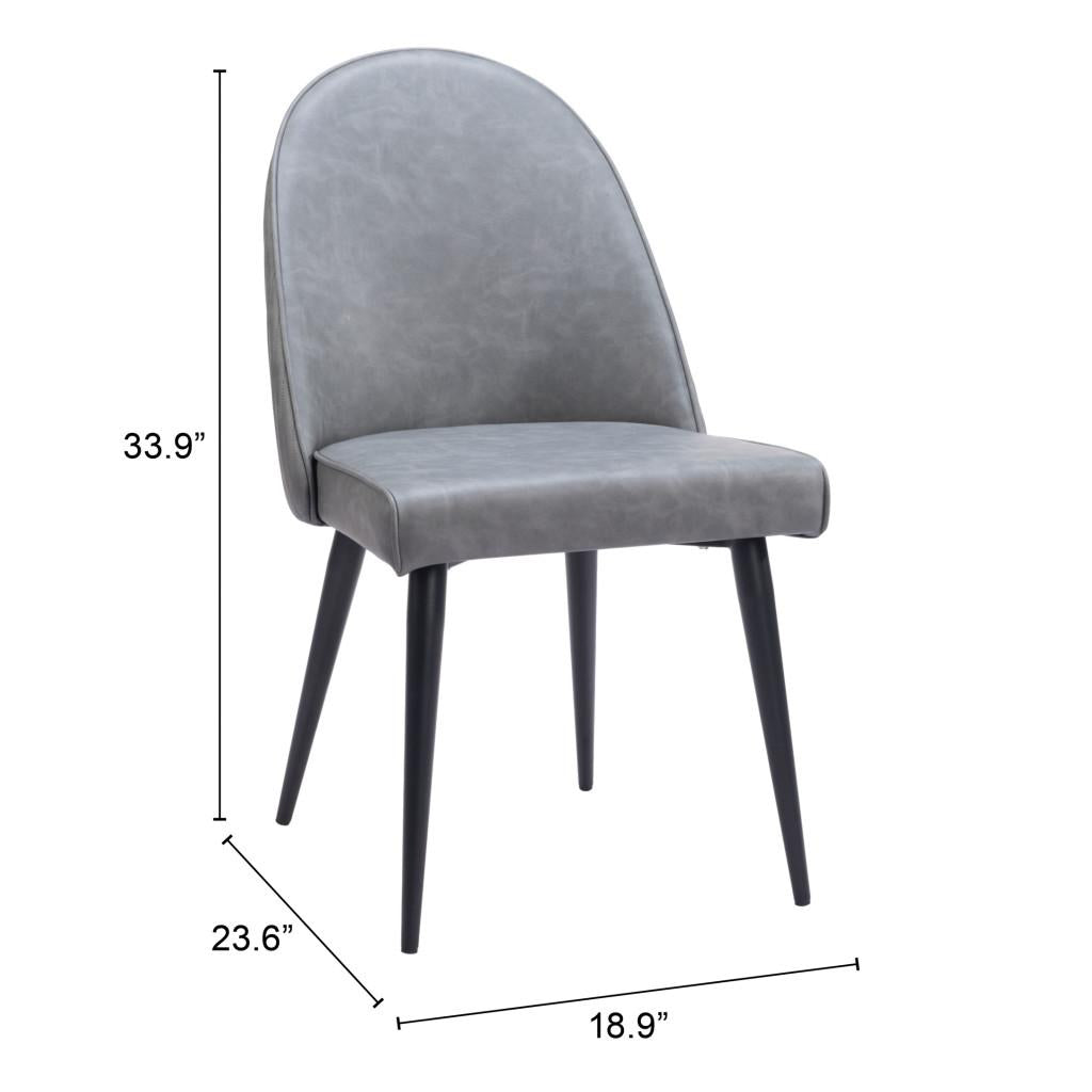 ZUO Silloth Armless Dining Chair (Set of 2) Gray