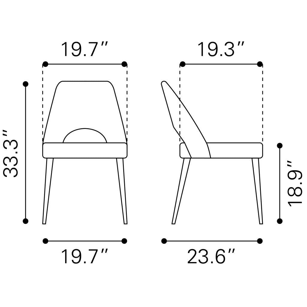 ZUO Leith Dining Chair (Set of 2) Gray