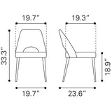 ZUO Leith Dining Chair (Set of 2) Gray