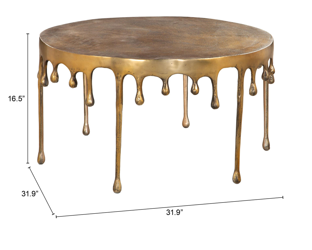 ZUO Drip Coffee Table Antique Brass