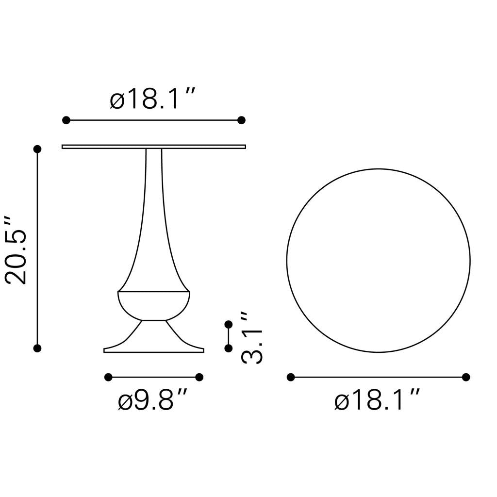 ZUO Tasse Side Table Black