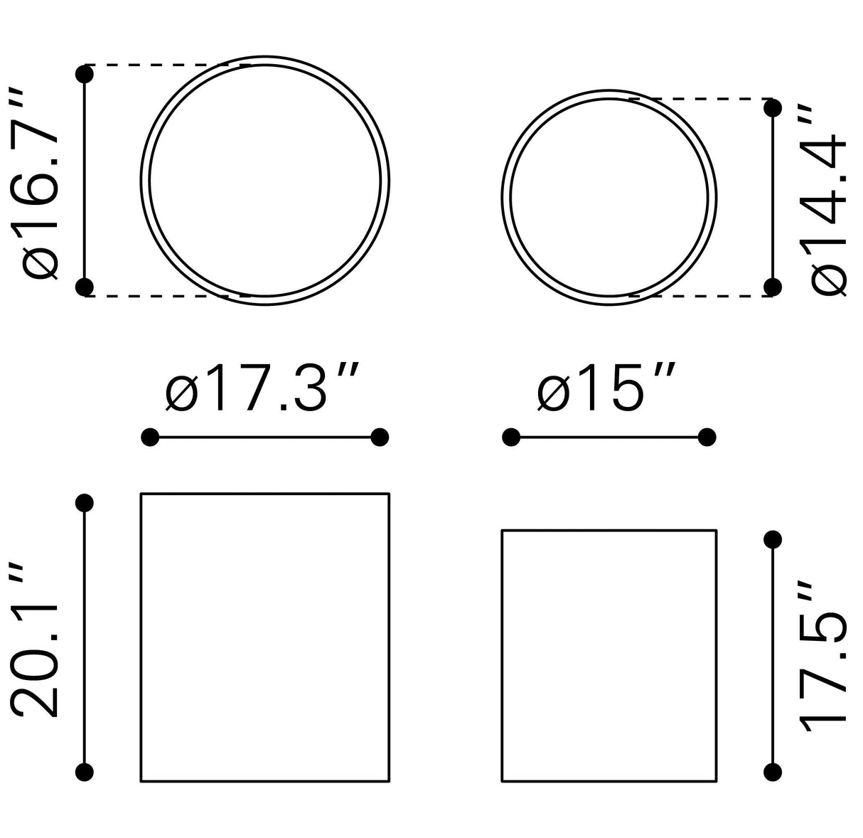 ZUO Reden Side Table Set (2-Piece) Silver
